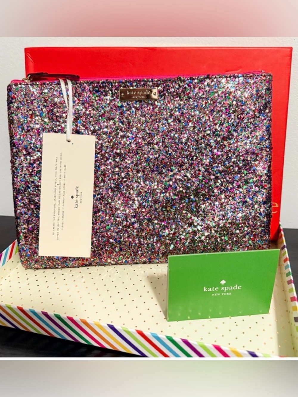 NWT Kate Spade Gia Multi Glitter Glitter Ball Clutch